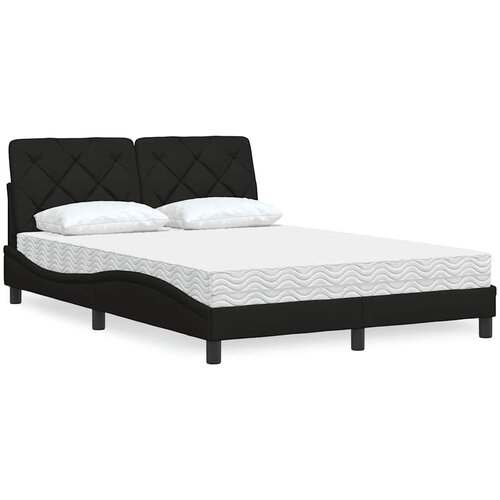vidaXL Postelja z vzmetnico črn 140x190 cm blago Cene
