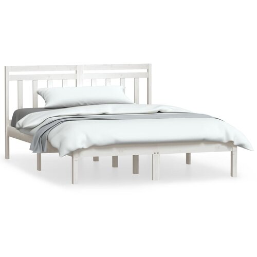  Okvir za krevet bijeli 135x190 cm bračni od masivnog drva Slike