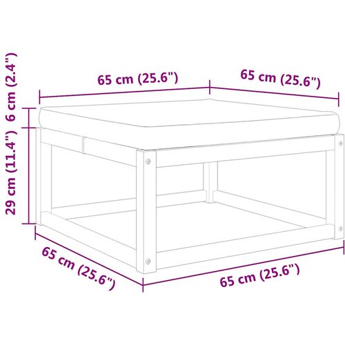  Vrtni tabure s jastukom 65x65x29 cm od masivnog drva bagrema Slike