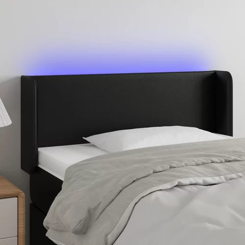 vidaXL LED posteljno vzglavje črno 93x16x78/88 cm umetno usnje