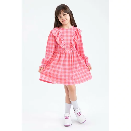 Defacto Girls Checked Long Sleeve Dress
