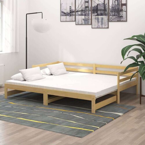 Dnevni ležaj na izvlačenje masivna borovina 2 x (90 x 200) cm Slike