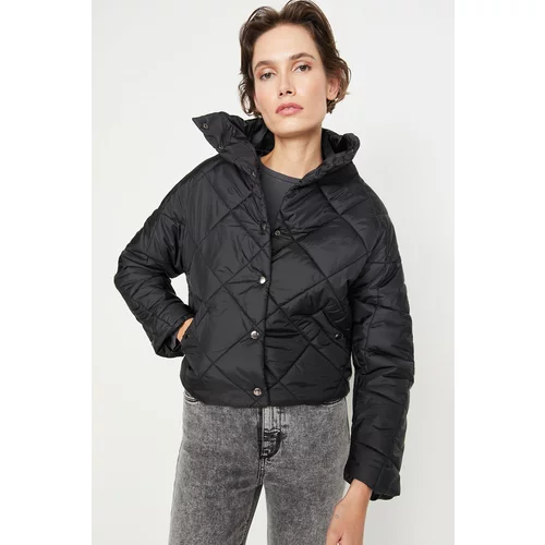 Trendyol Black Stand Up Collar Quilted Coat