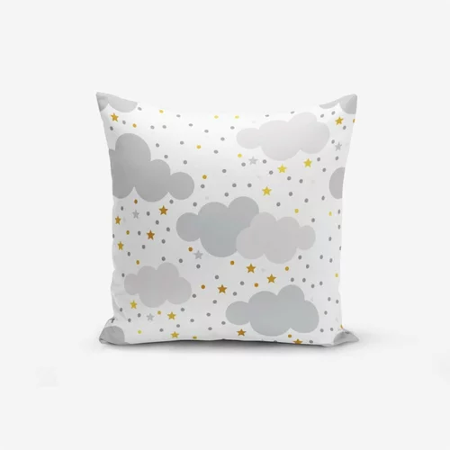 Minimalist Cushion Covers Prevleka za vzglavnik iz mešanice bombaža Grey Clouds With Points Stars, 45 x 45 cm