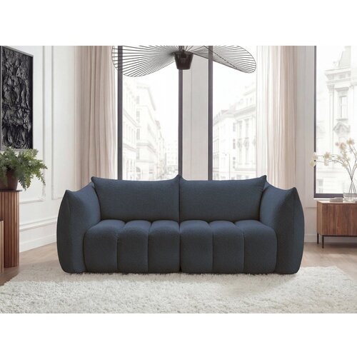 Bobochic Paris Temno modra sedežna garnitura iz tkanine boucl&amp;eacute; 234 cm Azra &amp;ndash; Slike