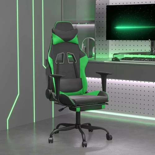  Gaming stol z oporo za noge črno in zeleno umetno usnje, (21152230)