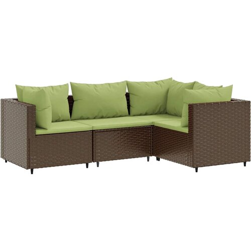 Maison Chic Seti vrtnega pohi&amp;scaron;tva - Vrtna garnitura - Vrtni pohi&amp;scaron;tvo set 4-delna z blazinami rjav poli ratan, (21820040) Slike