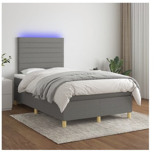  Krevet box spring s madracem LED tamnosivi 120 x 200 cm tkanina Cene