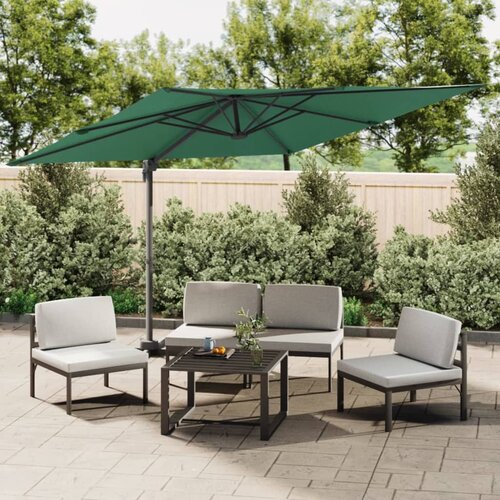 VidaXL Konzolni suncobran s aluminijskim stupom zeleni 300 x 300 cm Slike
