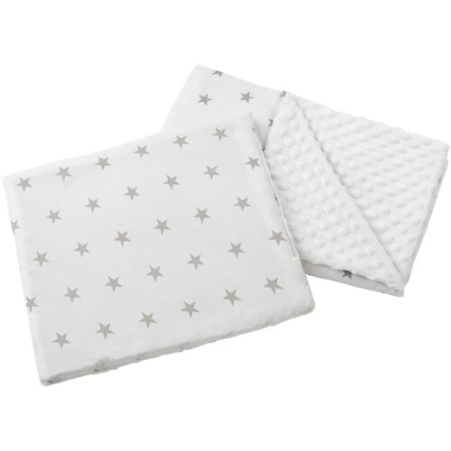 Medi Partners Quilt 55x75 + pillow 35x30 cotton + minky – Gray stars on white + white minky Cene