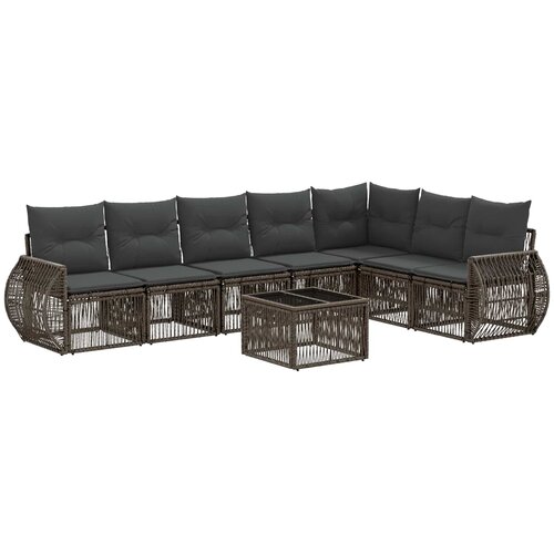 vidaXL Vrtna sedežna garnitura 8 pcs Siva in temno siva poli ratan, (5000271561) Cene