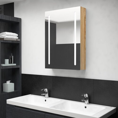  LED kupaonski ormarić s ogledalom boja hrasta 50 x 13 x 70 cm Cene