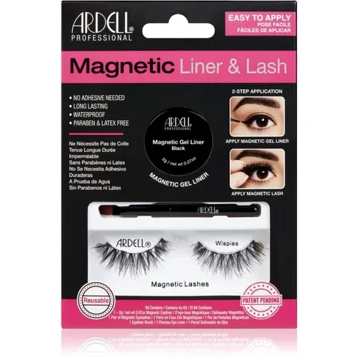 Ardell Magnetic Liner & Lash Wispies odtenek Black darilni set magnetne trepalnice Wispies 1 par + magnetno črtalo v gelu 2 g Black + čopič za črtalo 1 kos