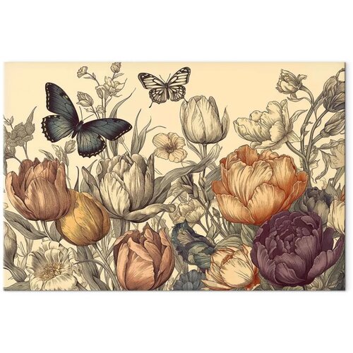 Slika - Colourful tulips on a cream background 30x20 Cene