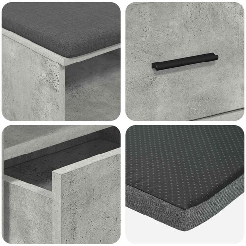 Klupa za hodnik s jastukom Betonski sivi 100 x 38 x 46 cm Slike