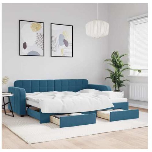 vidaXL Izvlečna dnevna postelja s predali modra 80x200 cm ža Cene