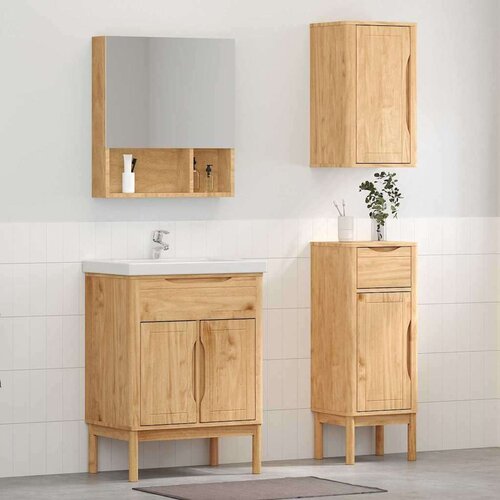  Set namje&scaron;taja za kupaonicu s ladicama Zidne 3 pcs Vosak smeđa Cijene