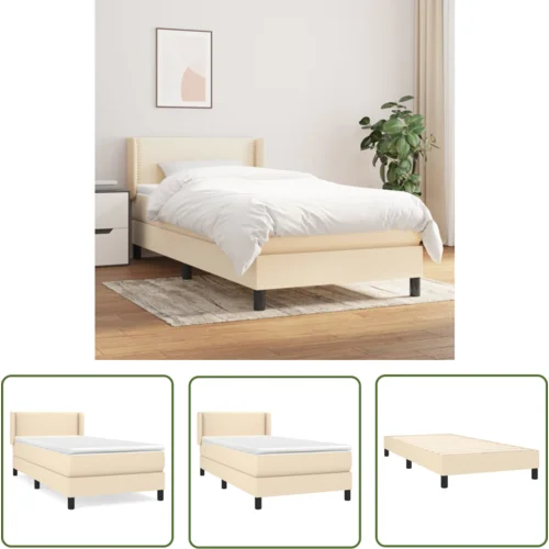 The Living Store Box spring postelja z vzmetnico krem 90x190 cm blago - Box Spring Postelja, (21737152)