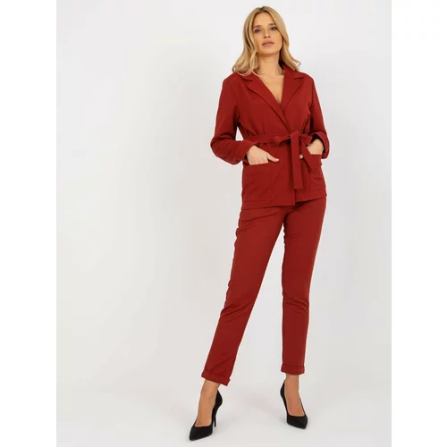 Fashion Hunters Burgundy jacket with pockets and tie
