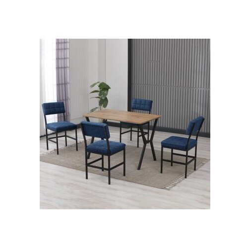 Hanah home Set Trpezarijski sto i 4 stolice Dubai Navy Blue Walnut Cene