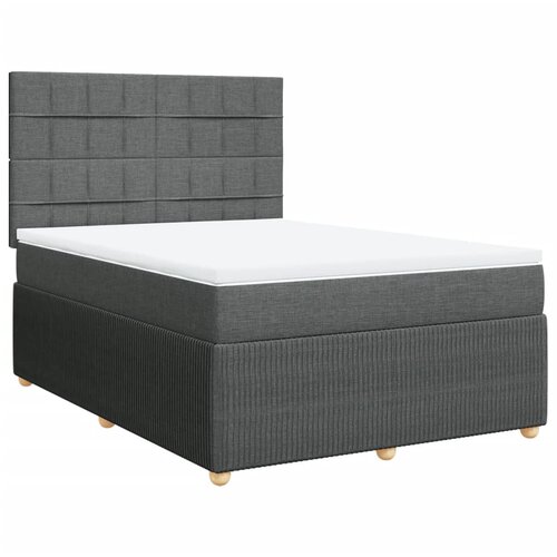 vidaXL Box spring postelja z vzmetnico temno siva 160x200 cm blago, (21305725) Cene