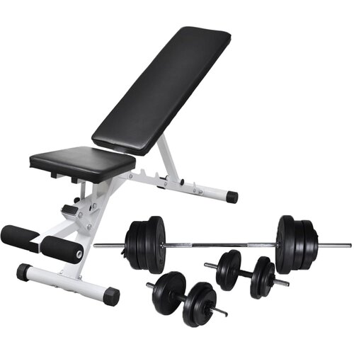 vidaXL Vadbena klop s kompletom uteži in palic 60,5 kg Cene
