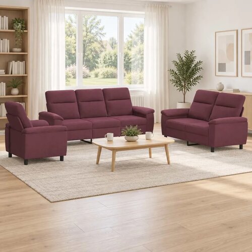  Set sofe 3 pcs Ljubičasta Tkanina - Ljubičasta 1-sjedalna + 2-sjedalna (120 cm) + 3-sjedalna Cene