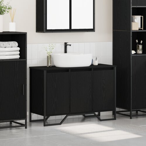  Kupaonski ormar za Lavabo - Umivaonik Crni hrast 91x35x60 cm Konstruirano drvo Slike