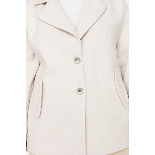 Trendyol Curve Ecru Button Detailed Stamp Woven Coat Cene
