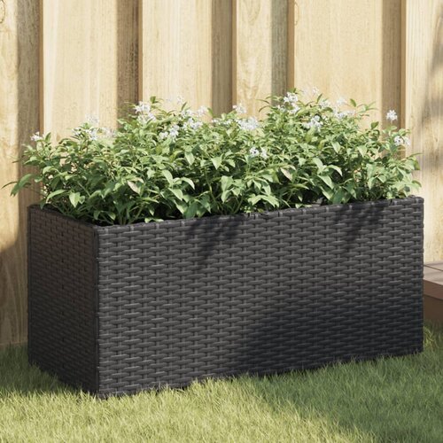VidaXL Vrtna sadilica s 2 posude crna 72 x 30 x 32 cm od poliratana Slike