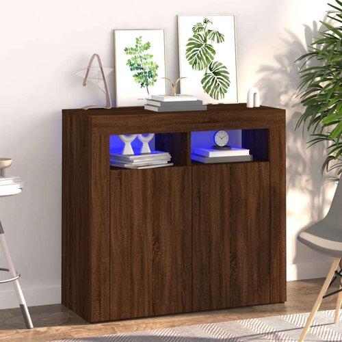  Komoda s LED svjetlima boja dimljenog hrasta 80 x 35 x 75 cm Cene