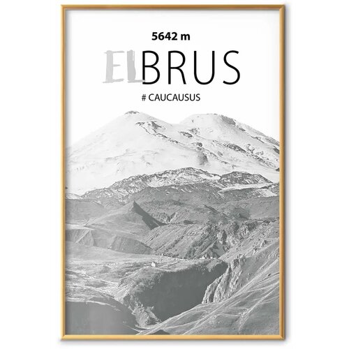  Plakat - Majestic mountain peak Elbrus mountain crown mountain landscape 21x30 Zlatni okvir Cene