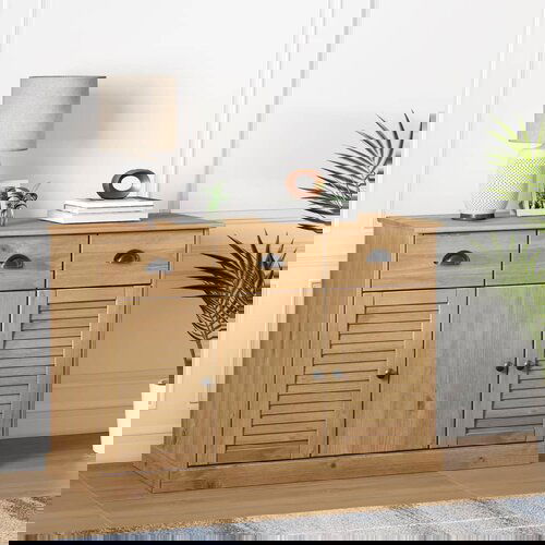The Living Store Komoda s predali VIGO 113x40x75 cm trdna borovina - Komoda, (21437552) Cene
