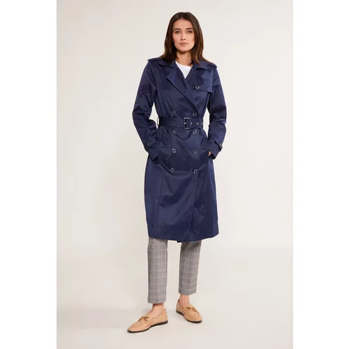 Monnari Woman's Coats Double-Breasted Trench Coat With Strap Navy Blue