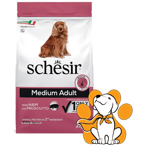 Schesir dog Medium, Hum 3kg, Hrana Sa Šunkom Za Odrasle Pse Cene