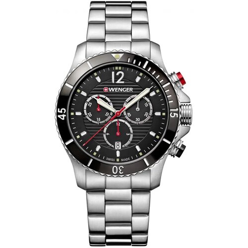 Wenger Sea Force -Black dial Steel Bracelet Chronograph Dive Men''s Swiss made ručni sat 01.0643.109 Slike