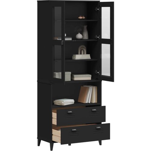  Visoka komoda VIKEN crna 80 x 40 x 200 cm od masivne borovine Slike