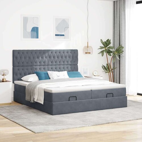 VidaXL okvir kreveta s madracima tamnosivi 180x200cm bar&amp;scaron;unasti Slike