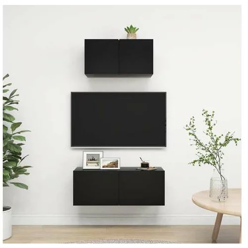  Komplet TV omaric 2-delni črna iverna plošča