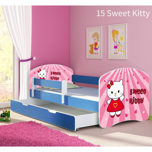  Otroška postelja ACMA z motivom, stranska modra + predal 140x70 cm 15 Sweet Kitty Cene