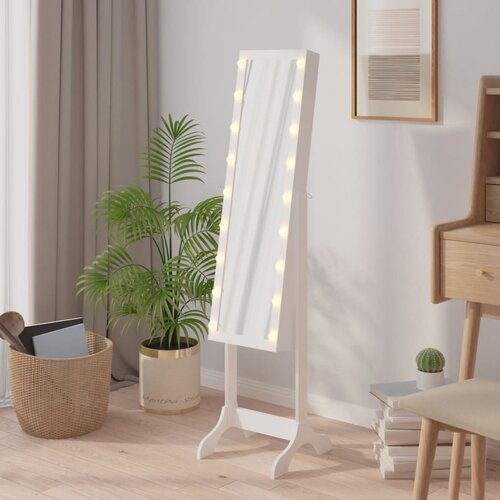 vidaXL Prostostoječe ogledalo z LED lučkami belo 34x37x146 cm Cene