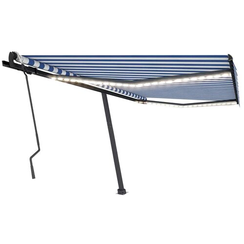 Maison Chic Ročno zložljiva tenda - Senčniki z LED lučkami 400x300 cm modra in bela, (22041621) Slike