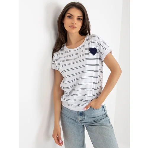 Fashion Hunters Cotton striped blouse in white and dark blue