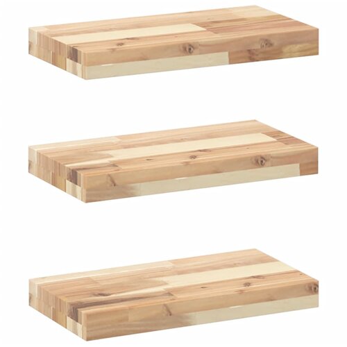 vidaXL Plutajuće police 3 kom 60x20x4 cm Neobrađeno puno drvo akacije - Prirodna 60 x 20 x 4 cm 3 1 Cene