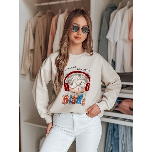 DStreet Bluza damska oversize z nadrukiem LALA VIBE beżowa Slike
