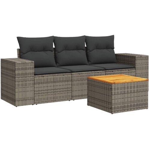  4-dijelni set vrtnih sofa od poliratana s jastucima sivi Slike