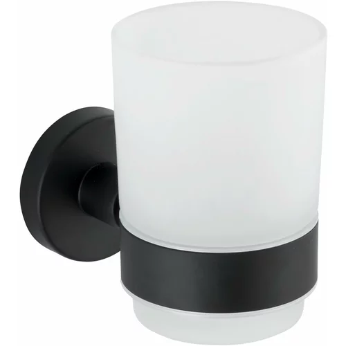 Wenko bijela zidna čaša za četkice za zube s mat crnim držačem od nehrđajućeg čelika uno bosio