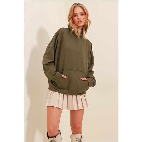 Trend Alaçatı Stili Sweatshirt - Khaki - Regular Slike