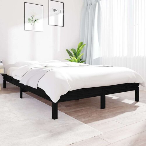  Posteljni okvir črn 200x200 cm trdna borovina, (20724350) Slike