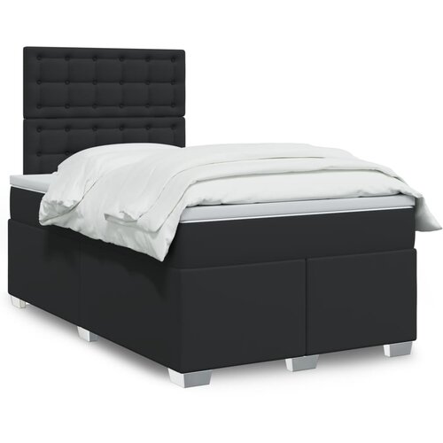 VidaXL Krevet s oprugama i madracem crni 120 x 200 cm od umjetne kože Slike